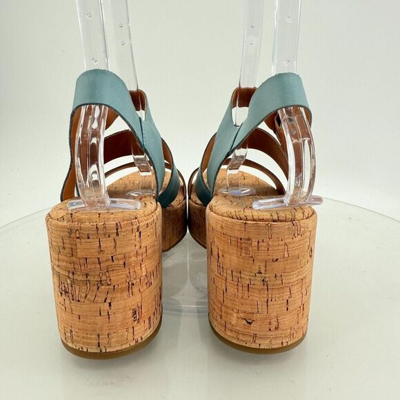 Kork-Ease Womens Tish Sandals Platform Block Heel Blue Leather Slingback 10 M - Picture 15 of 15